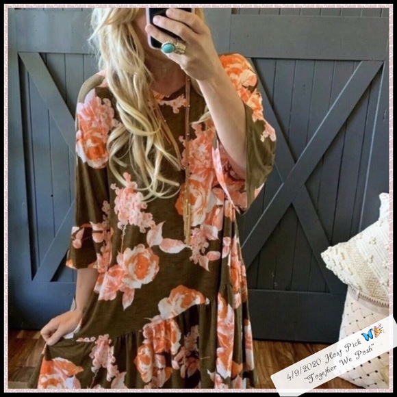 Figleaffashion Dresses & Skirts - 2/$40 SALE HP Moody Floral Ruffled Hem Tunic Dress